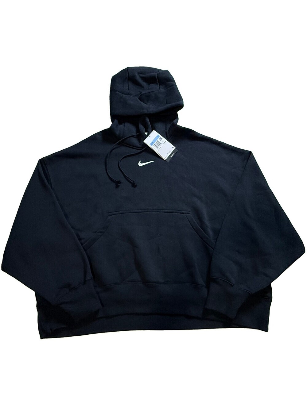 BRAND NEW Nike Women's Black Oversized Pullover Hoodie Fleece Pockets Swoosh